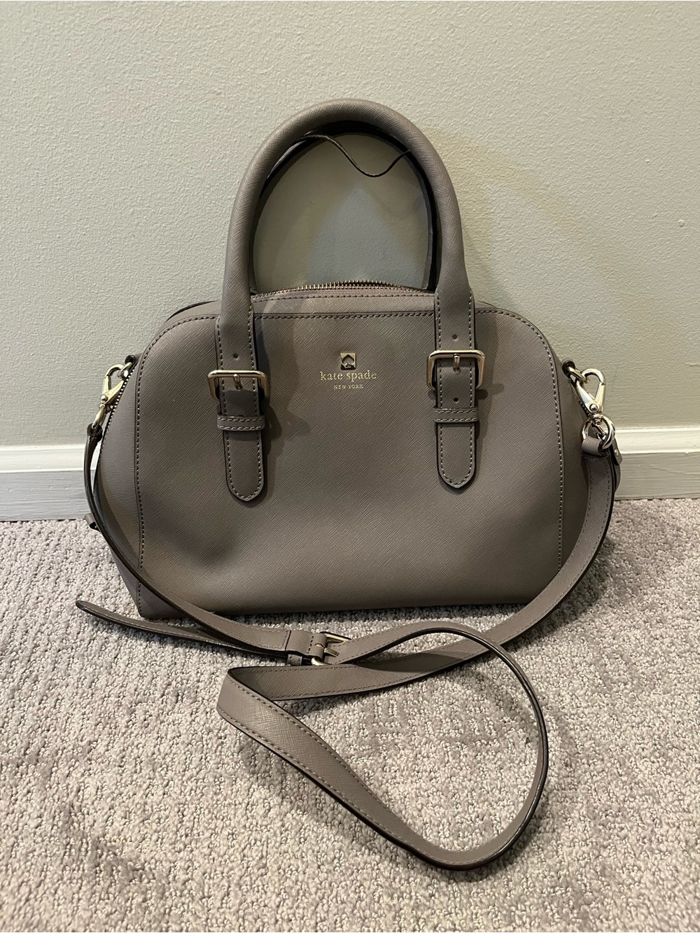kate spade Gray Dome Satchel with Removable Strap